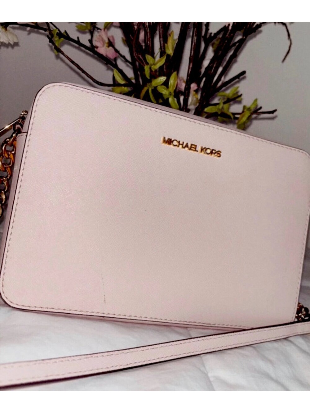 Michael Kors Jet Set LG EW Crossbody Purse Powder Blush NWT